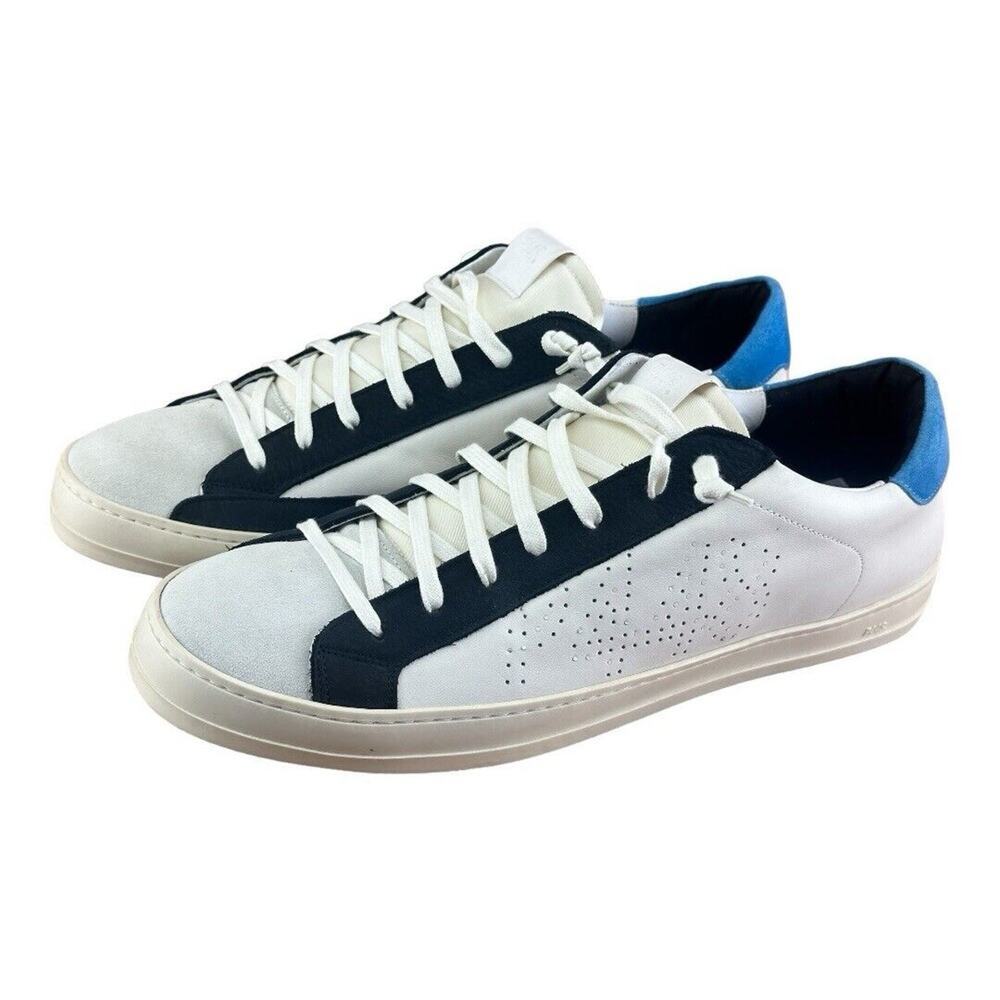 P448 John Sneakers  Size 50| 15 Blue Laces Checker White Men’s